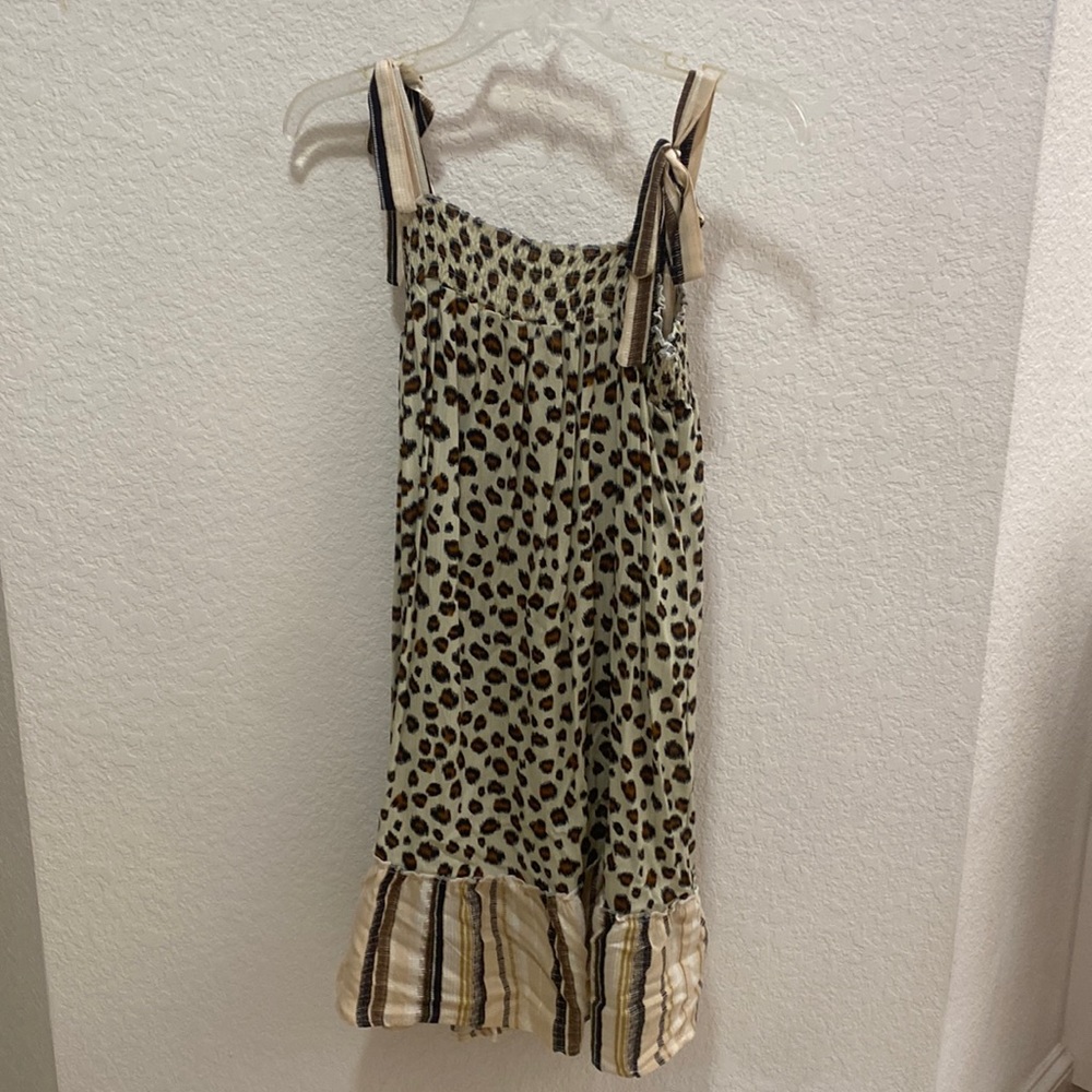 Casual Cheetah print cowgirl dress. Tie up ribbons on shoulders.